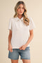 White Lace Trim Polo Shirt