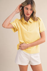 Lemon Yellow Lace Trim Polo Shirt