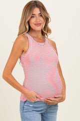 Red Striped Ribbed Knit Maternity Tank Top