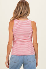 Red Striped Ribbed Knit Maternity Tank Top