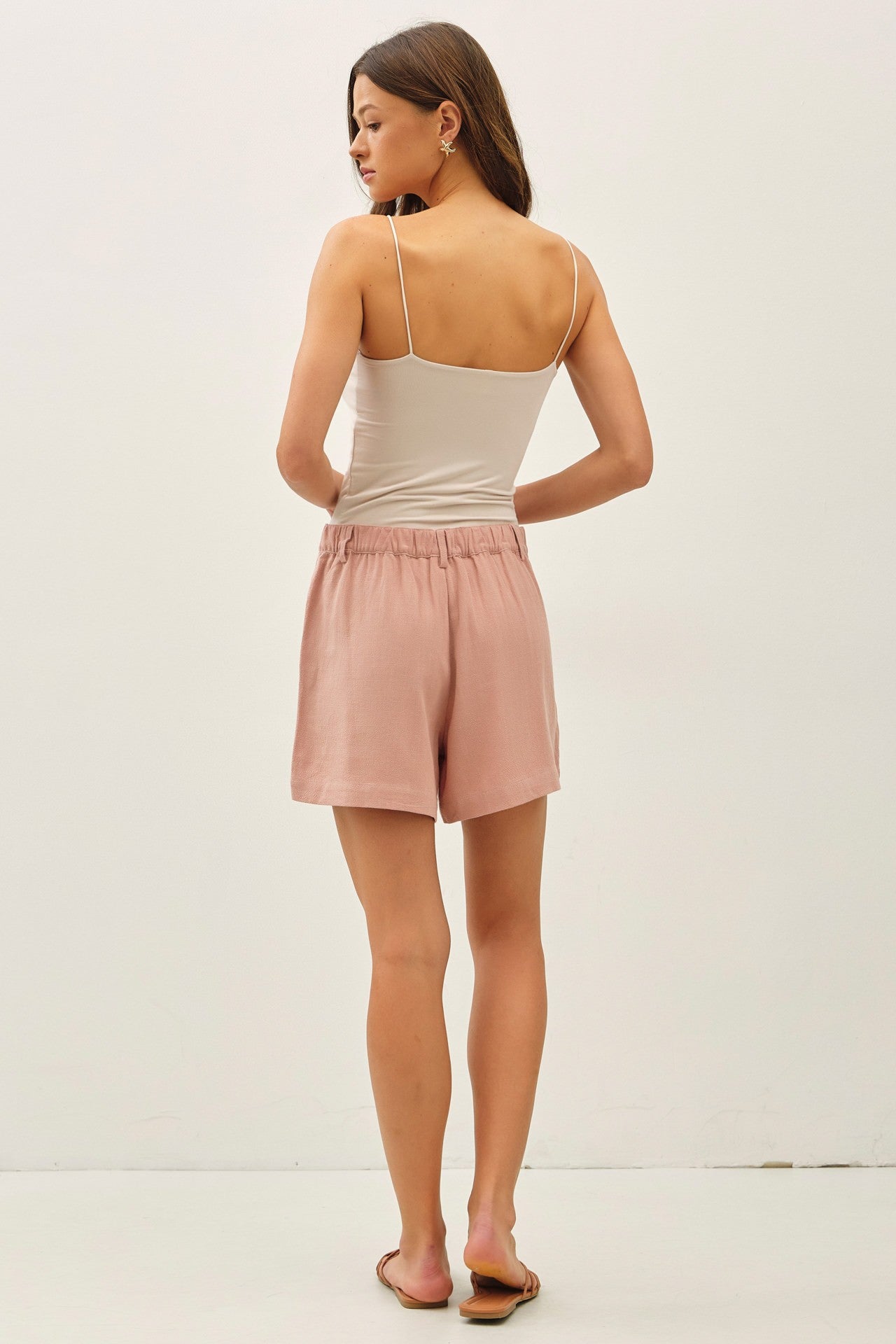 Dusty Mauve Linen Blend Shorts