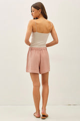 Dusty Mauve Linen Blend Shorts