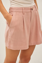 Dusty Mauve Linen Blend Shorts