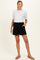 Black Linen Blend Maternity Shorts