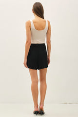 Black Linen Blend Shorts