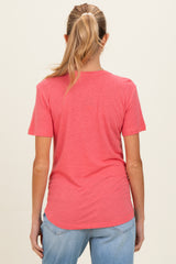 Guava Punch Linen Blend V-Neck Short Sleeve Maternity T-Shirt