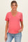 Guava Punch Linen Blend V-Neck Short Sleeve Maternity T-Shirt
