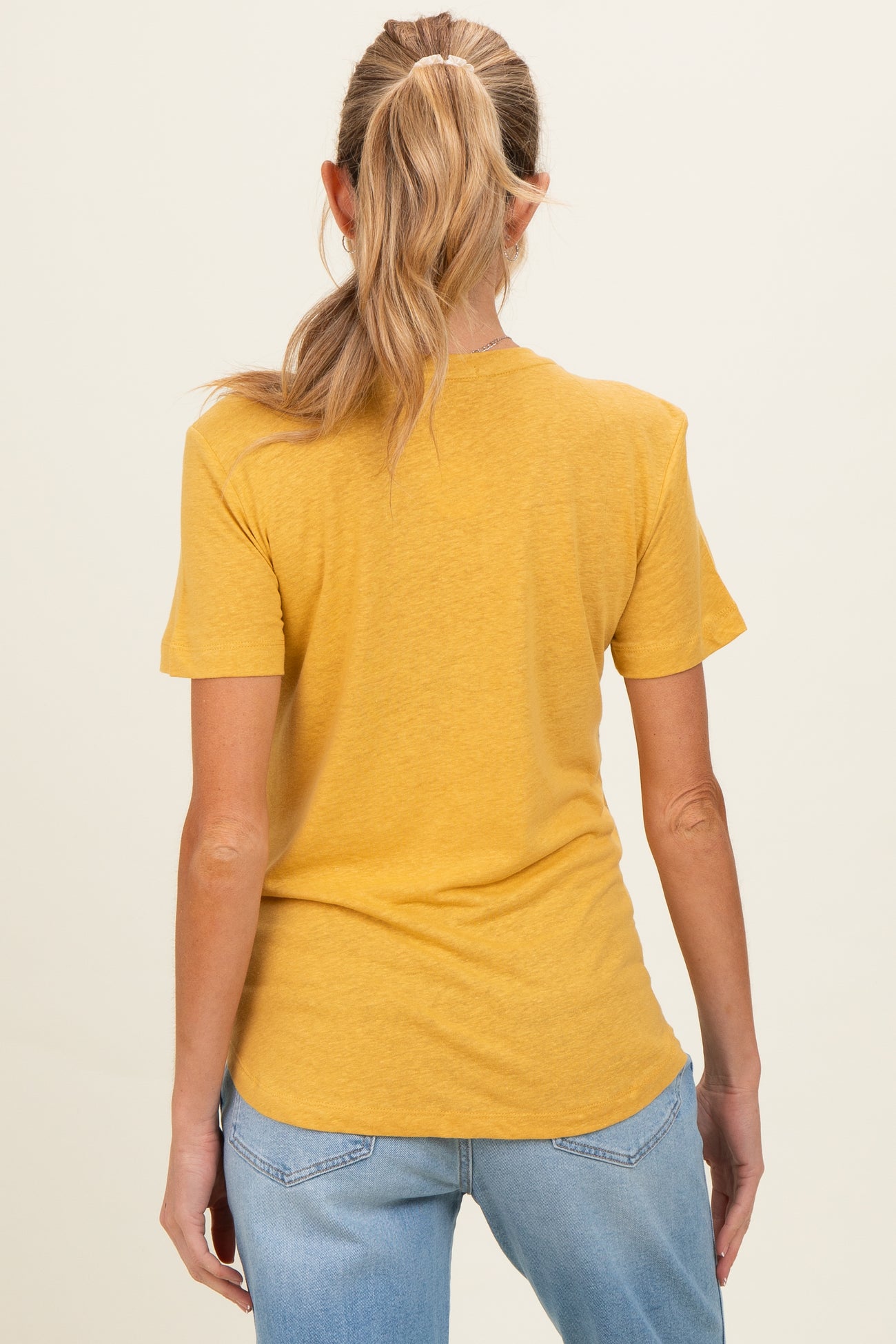 Sunflower Linen Blend V-Neck Short Sleeve Maternity T-Shirt