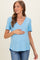 Sky Linen Blend V-Neck Short Sleeve Maternity T-Shirt