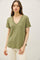 Fern Linen Blend V-Neck Short Sleeve T-Shirt