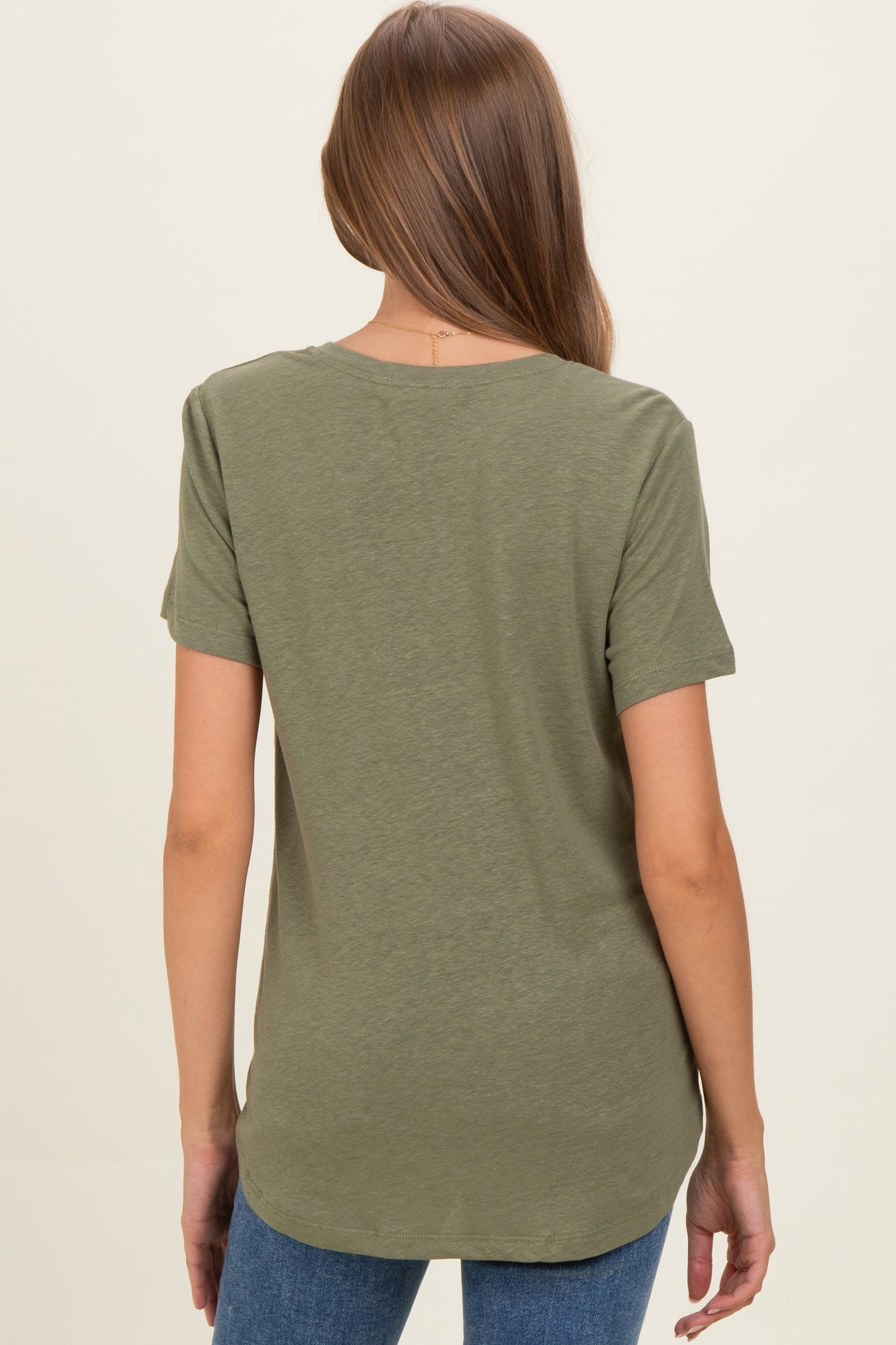 Fern Linen Blend V-Neck Short Sleeve Maternity T-Shirt