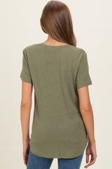 Fern Linen Blend V-Neck Short Sleeve Maternity T-Shirt