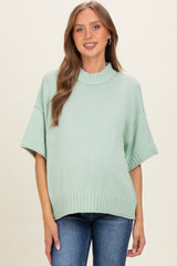 Mint Oversized Mock Neck Short Sleeve Maternity Sweater