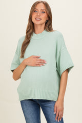 Mint Oversized Mock Neck Short Sleeve Maternity Sweater