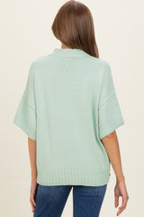 Mint Oversized Mock Neck Short Sleeve Maternity Sweater