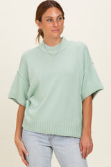 Mint Oversized Mock Neck Short Sleeve Sweater