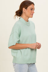 Mint Oversized Mock Neck Short Sleeve Sweater