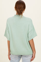 Mint Oversized Mock Neck Short Sleeve Sweater