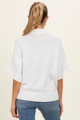 Off White Oversized Mock Neck Short Sleeve Maternity Sweater