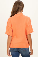 Peach Oversized Mock Neck Short Sleeve Maternity Sweater