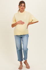 Banana Cream Oversized Mock Neck Short Sleeve Maternity Sweater