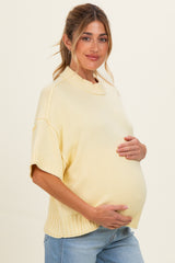 Banana Cream Oversized Mock Neck Short Sleeve Maternity Sweater