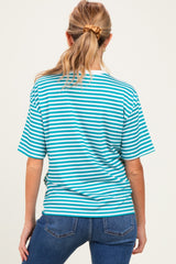 Aqua Oversized Striped Maternity Tee