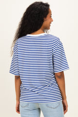 Royal Blue Oversized Striped Maternity Tee
