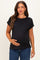 Black Rolled Cuff Sleeve Relaxed Fit Maternity Tee