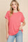Coral Rolled Cuff Sleeve Relaxed Fit Tee