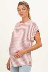 Red Striped Dolman Short Sleeve Maternity Top