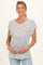 Ivory Striped Knit Maternity V-Neck Top