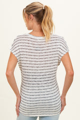 Ivory Striped Knit Maternity V-Neck Top
