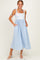 Light Blue Floral Stripe Bow Strap Dress
