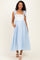 Light Blue Floral Stripe Bow Strap Maternity Dress