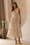 White Floral Shoulder Tie Deep V-Neck Tiered Maxi Dress