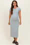 Grey Basic Crewneck Maternity Midi Dress
