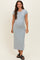 Grey Basic Crewneck Maternity Midi Dress
