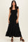 Black Ruffle Strap Smocked Maxi Dress