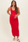 Red Low Back Square Neck Maternity Maxi Dress