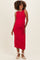 Fuchsia Sleeveless Waist Tie Maternity Midi Dress