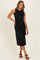 Black Sleeveless Waist Tie Midi Dress