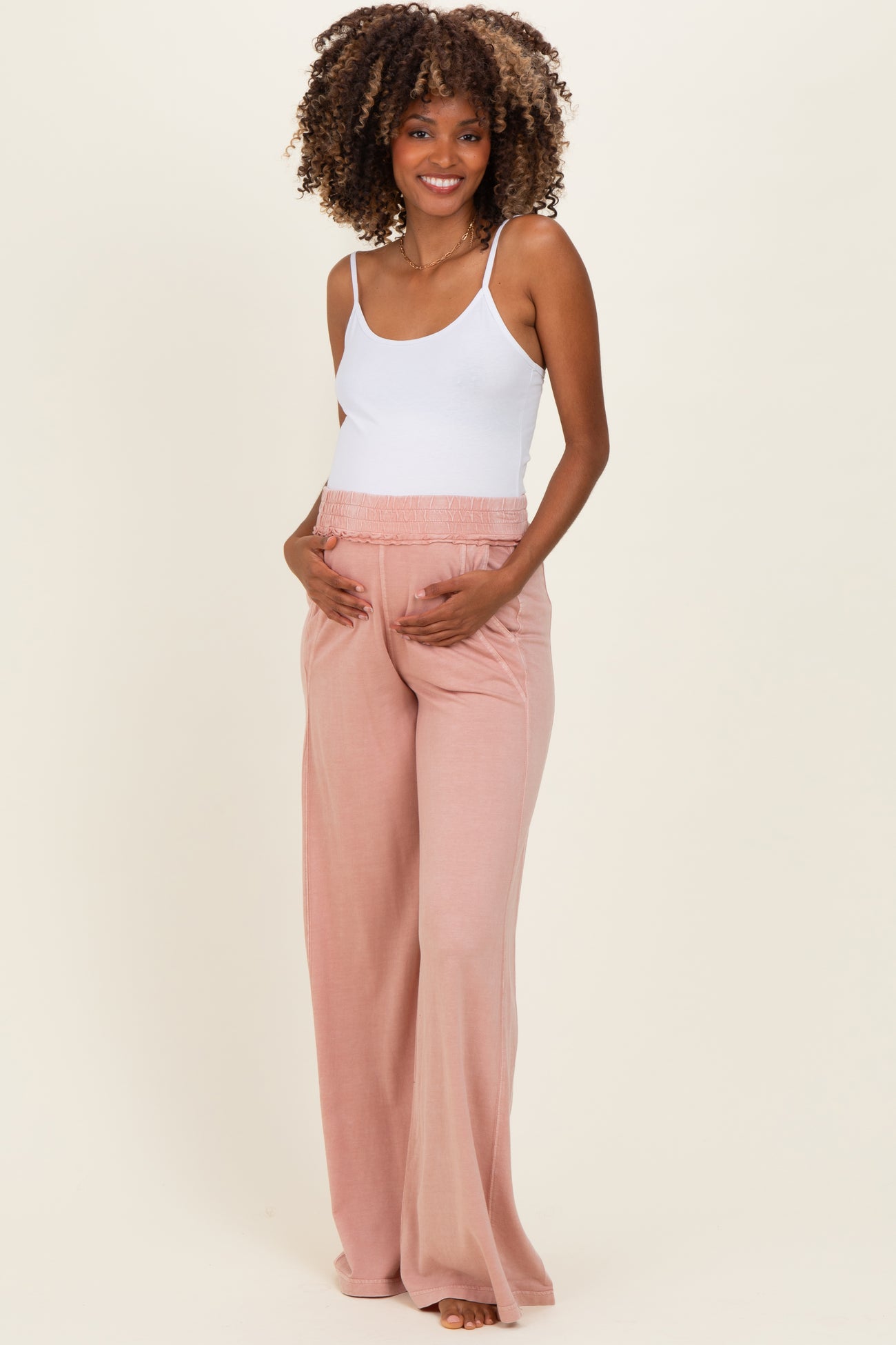 White Basic Adjustable Strap Maternity Cami