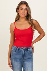 Red Basic Adjustable Strap Cami