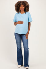 Blue Maternity Crew Neck T-Shirt