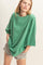 Green Washed Oversized Crew Neck Top