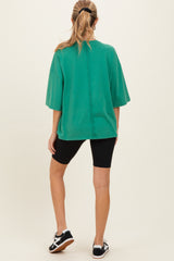 Green Washed Oversized Crew Neck Maternity Top
