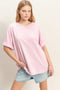 Pink Washed Oversized Crew Neck Top