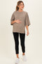 Mocha Pigment Oversized Half-Sleeve Maternity T-Shirt
