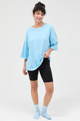 Blue Pigment Oversized Half-Sleeve Maternity T-Shirt